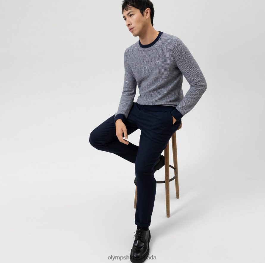 OLYMP Knitwear Modern Fit Pullover Crew Neck Marine H2P42H1783 Clothing