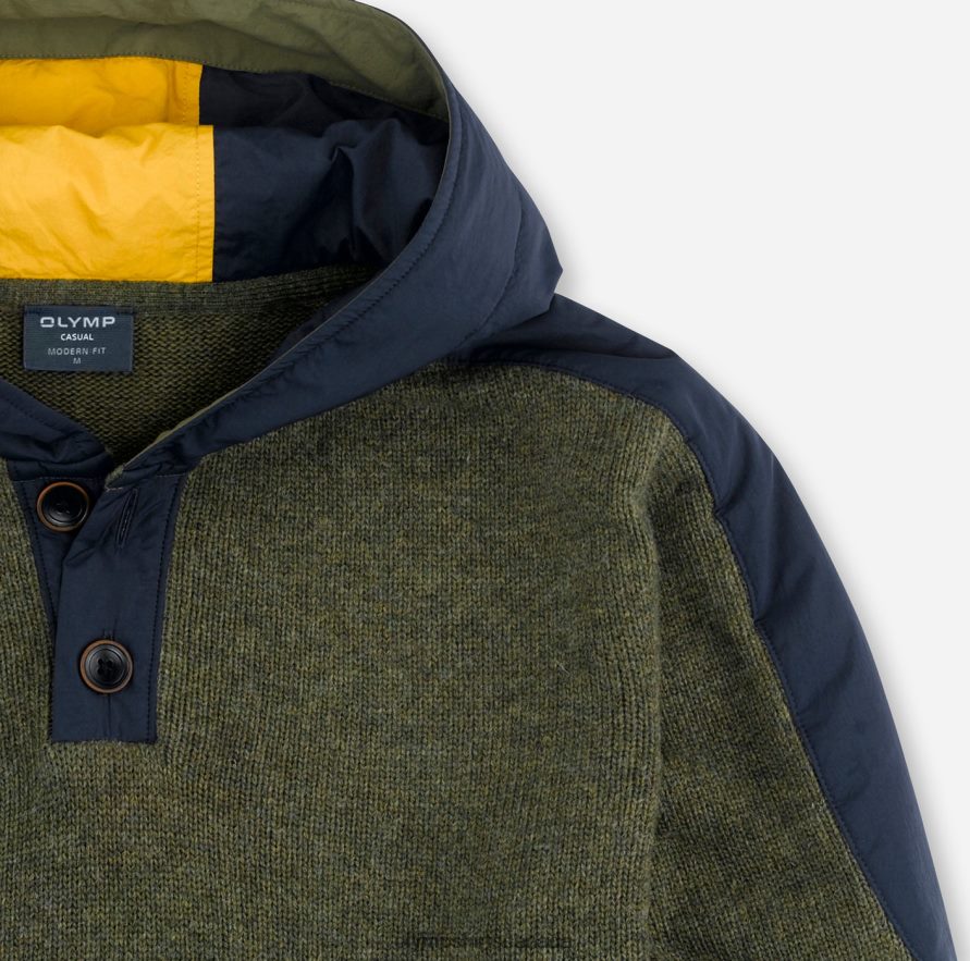 OLYMP Knitwear Modern Fit Pullover Olive H2P42H1854 Clothing