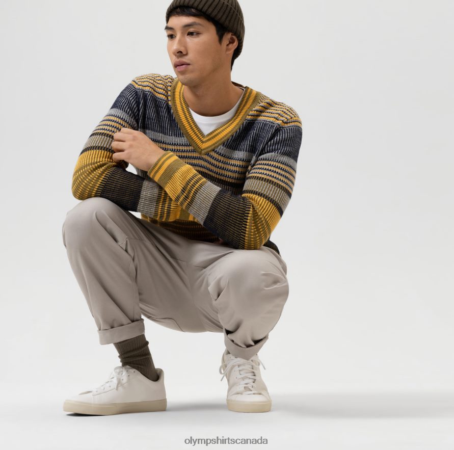 OLYMP Knitwear Modern Fit Pullover V-Neck Lime H2P42H1833 Clothing