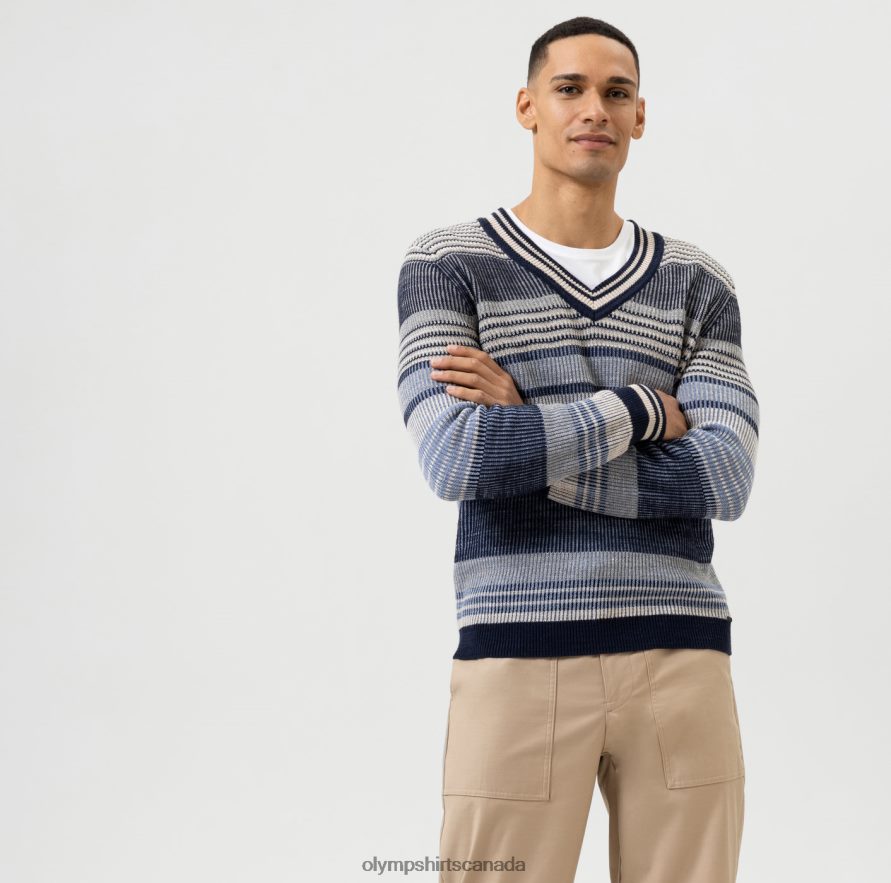 OLYMP Knitwear Modern Fit Pullover V-Neck Marine H2P42H1750 Clothing