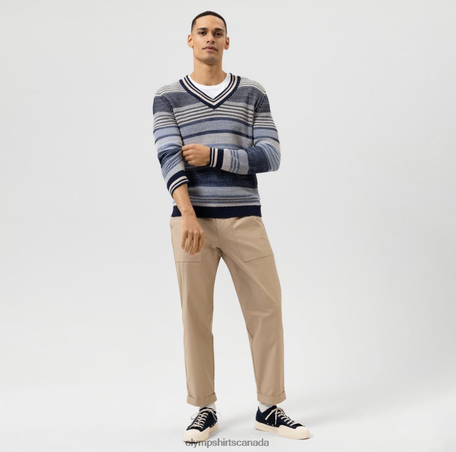 OLYMP Knitwear Modern Fit Pullover V-Neck Marine H2P42H1750 Clothing