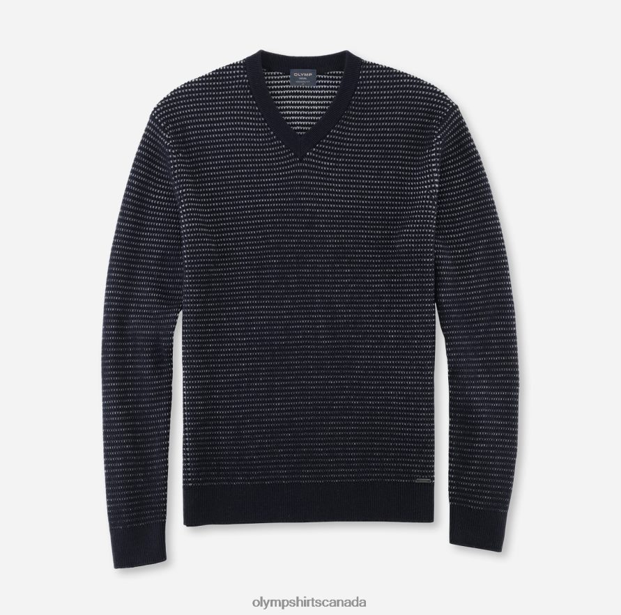 OLYMP Knitwear Modern Fit Pullover V-Neck Marine H2P42H1855 Clothing
