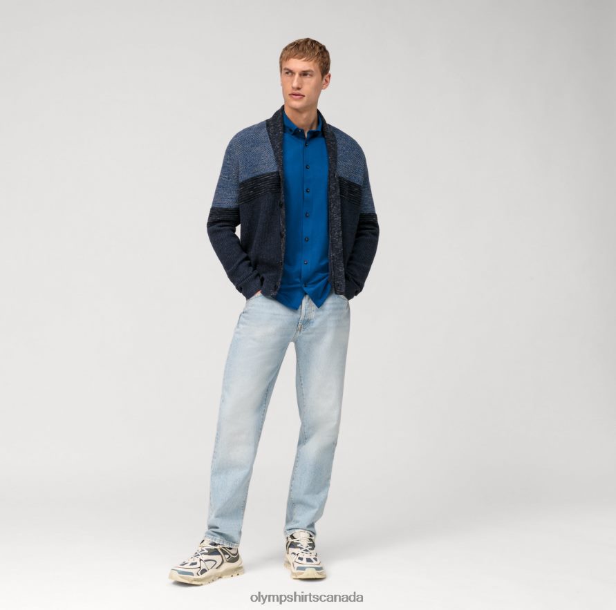 OLYMP Level Five 24/Seven Body Fit Business Shirt Button-Down Royal H2P42H811 Clothing