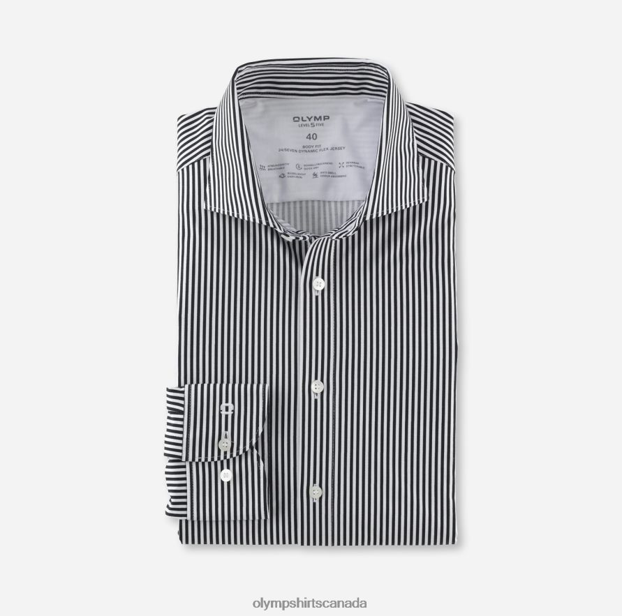 OLYMP Level Five 24/Seven Body Fit Business Shirt Kent Black H2P42H508 Clothing
