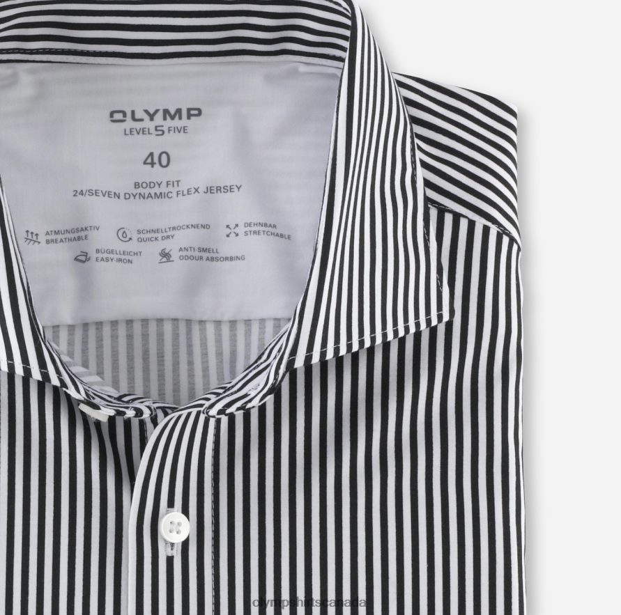 OLYMP Level Five 24/Seven Body Fit Business Shirt Kent Black H2P42H508 Clothing