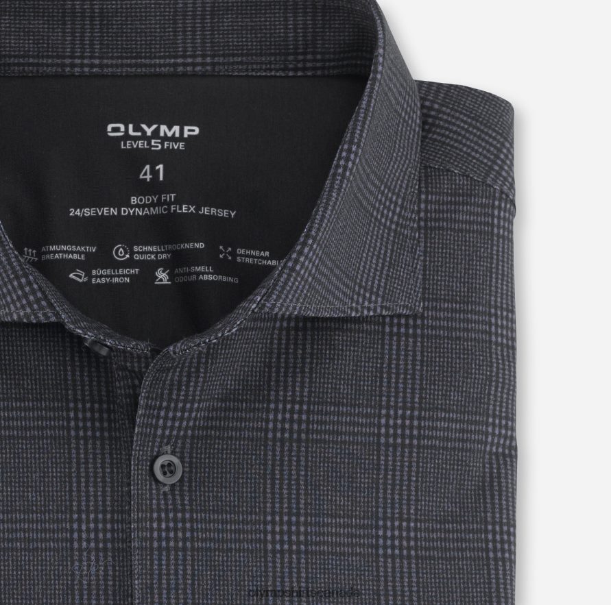 OLYMP Level Five 24/Seven Body Fit Business Shirt Kent Black H2P42H762 Clothing