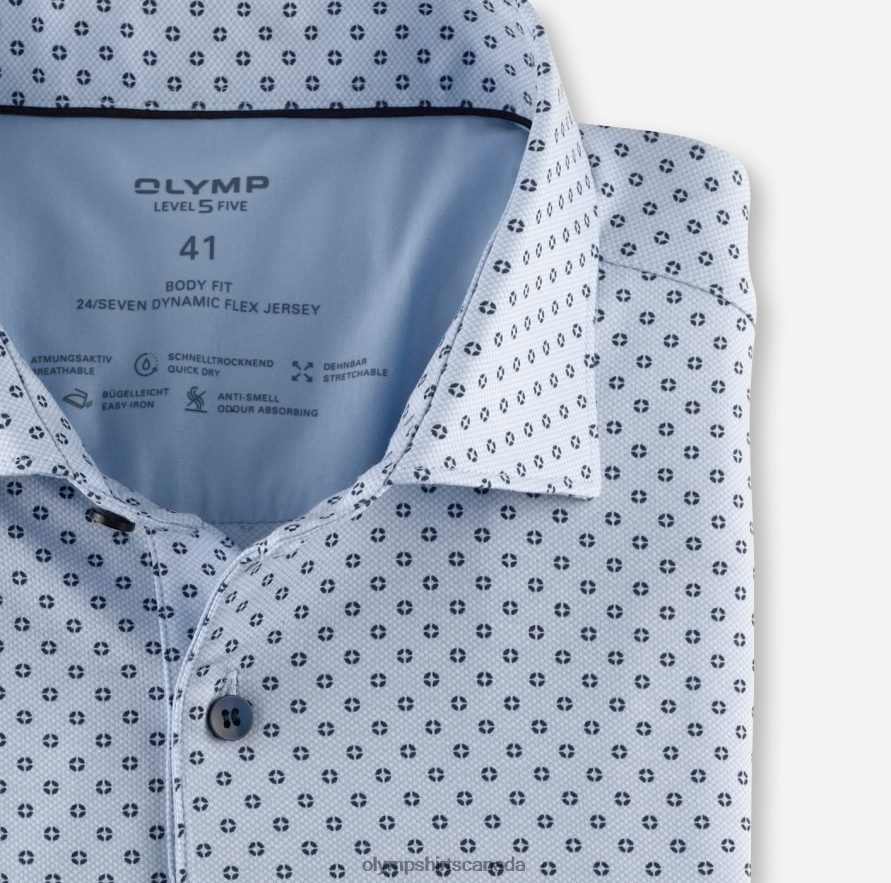 OLYMP Level Five 24/Seven Body Fit Business Shirt Kent Bleu H2P42H500 Clothing