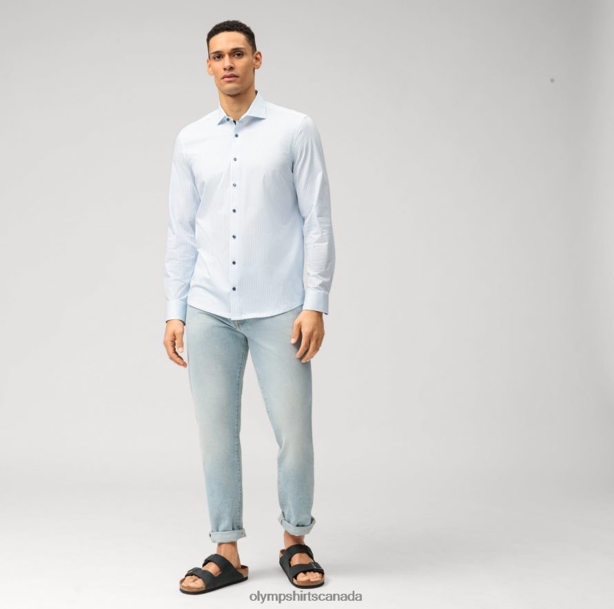 OLYMP Level Five 24/Seven Body Fit Business Shirt Kent Bleu H2P42H529 Clothing