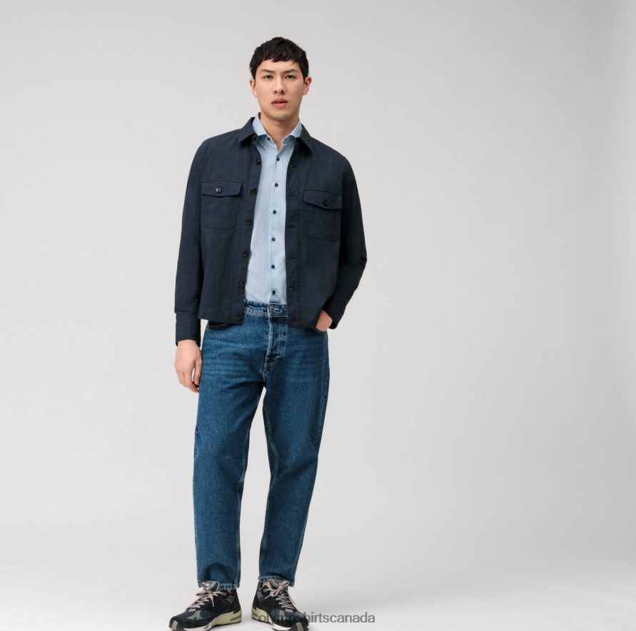 OLYMP Level Five 24/Seven Body Fit Business Shirt Kent Bleu H2P42H550 Clothing