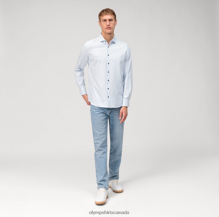OLYMP Level Five 24/Seven Body Fit Business Shirt Kent Bleu H2P42H552 Clothing