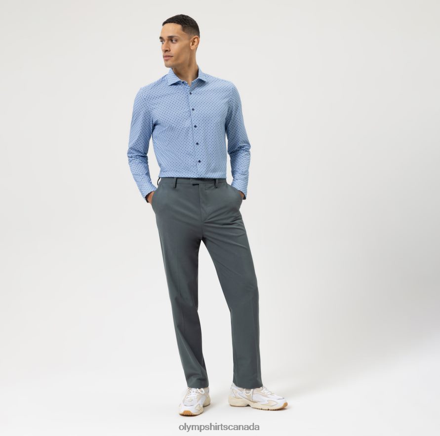 OLYMP Level Five 24/Seven Body Fit Business Shirt Kent Bleu H2P42H613 Clothing