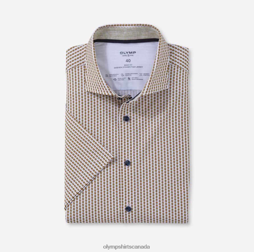 OLYMP Level Five 24/Seven Body Fit Business Shirt Kent Brass H2P42H352 Clothing