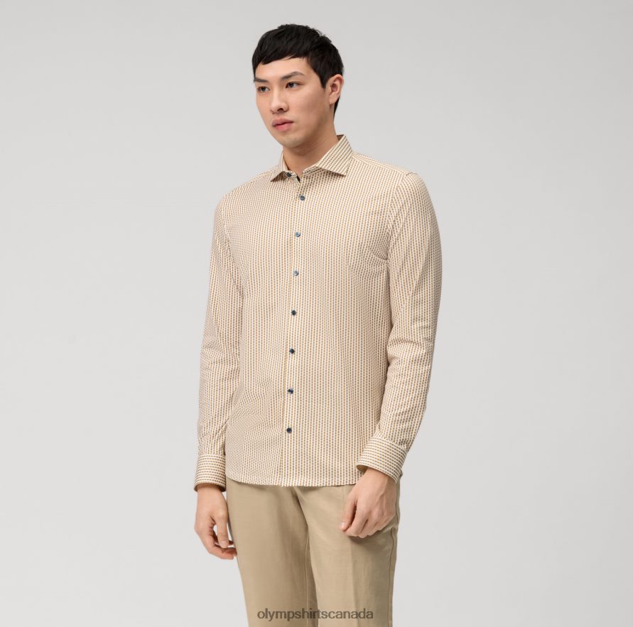 OLYMP Level Five 24/Seven Body Fit Business Shirt Kent Brass H2P42H673 Clothing