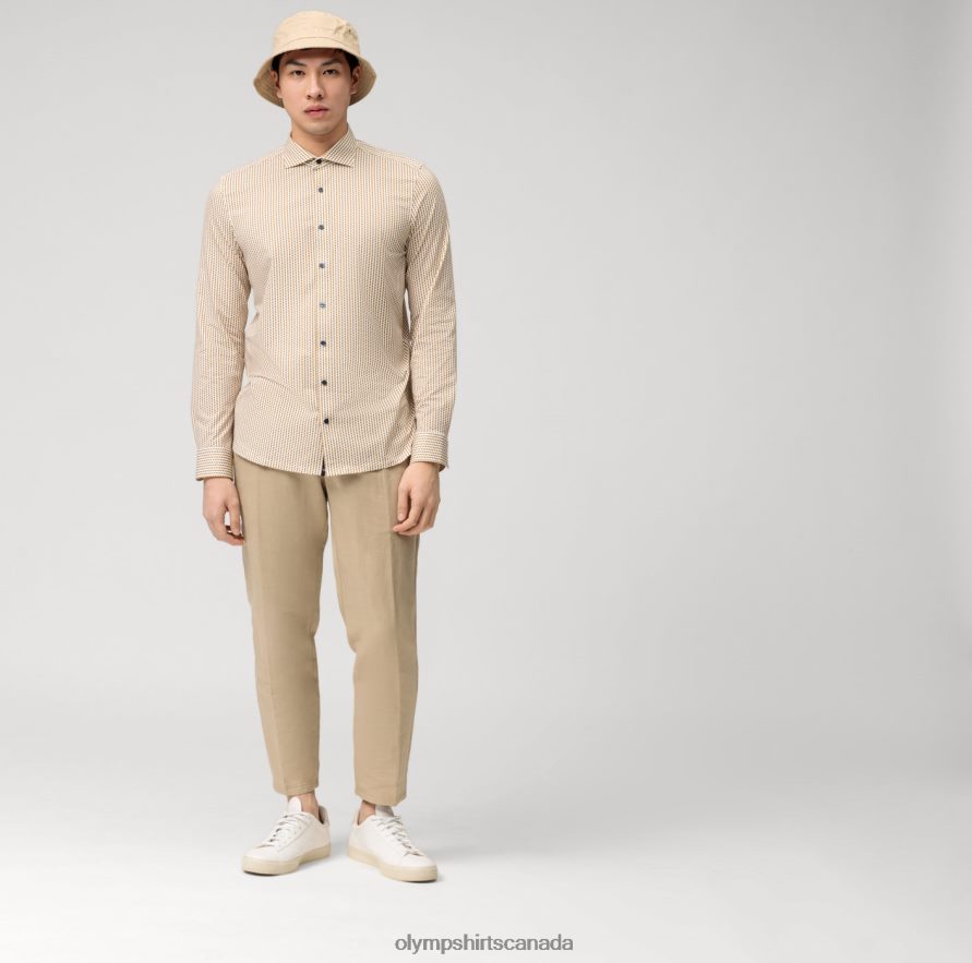 OLYMP Level Five 24/Seven Body Fit Business Shirt Kent Brass H2P42H673 Clothing