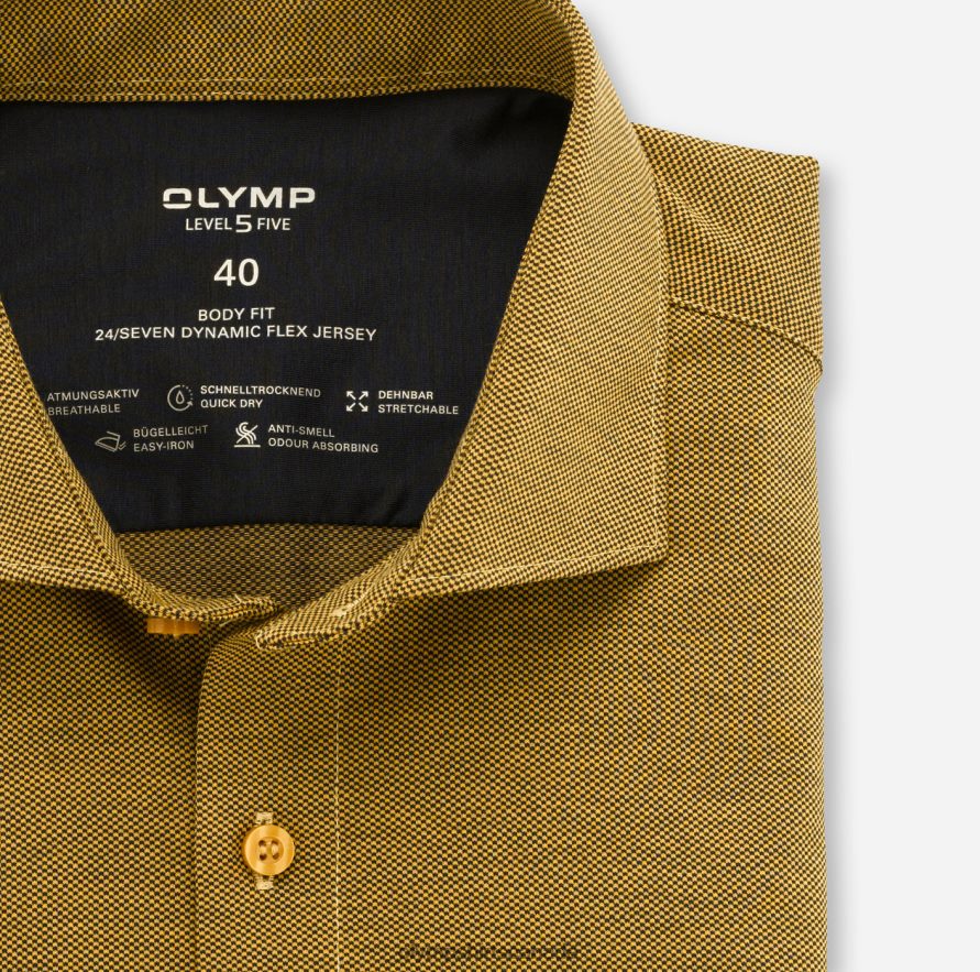 OLYMP Level Five 24/Seven Body Fit Business Shirt Kent Brass H2P42H822 Clothing