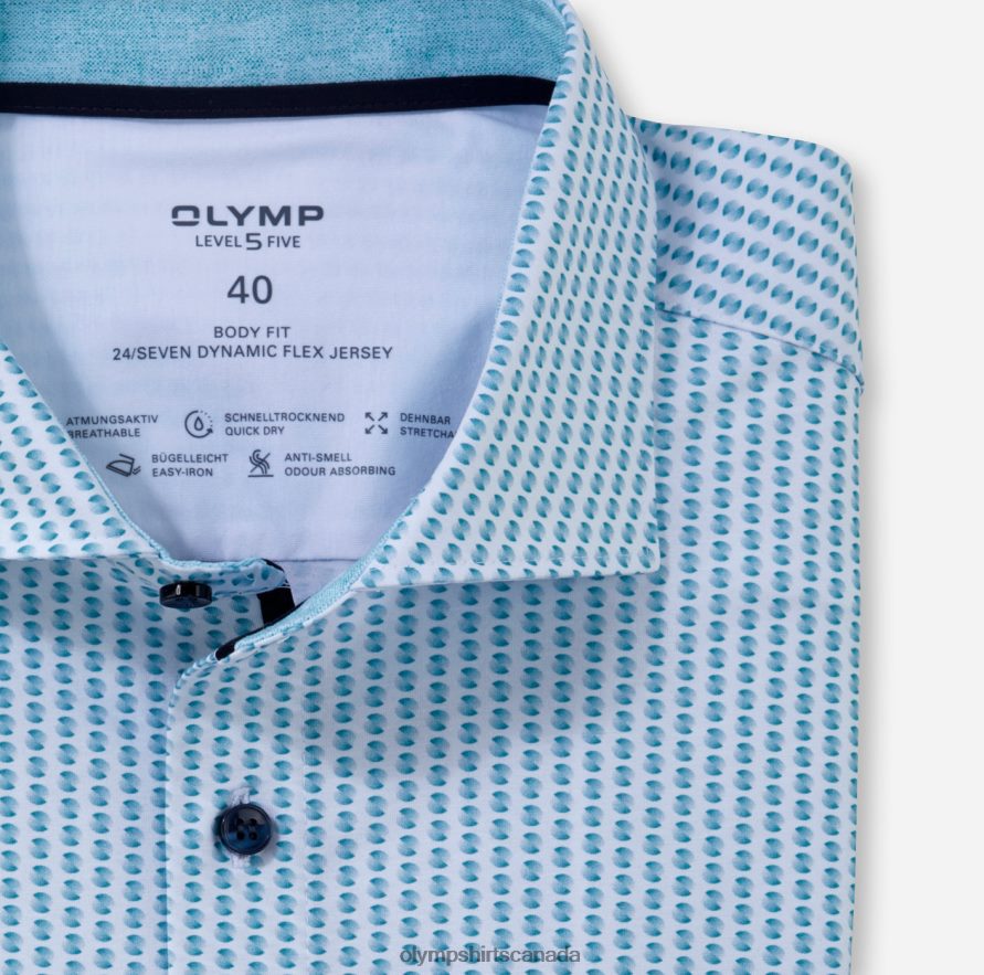 OLYMP Level Five 24/Seven Body Fit Business Shirt Kent Emerald H2P42H608 Clothing