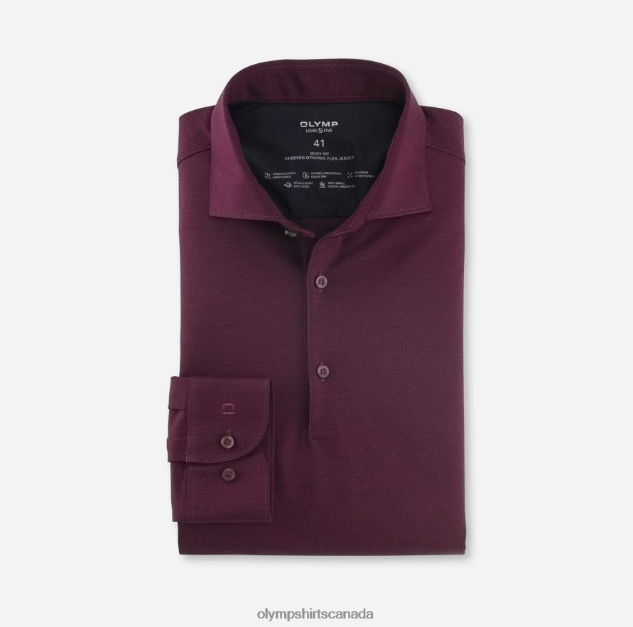 OLYMP Level Five 24/Seven Body Fit Business Shirt Kent Garnet H2P42H803 Clothing