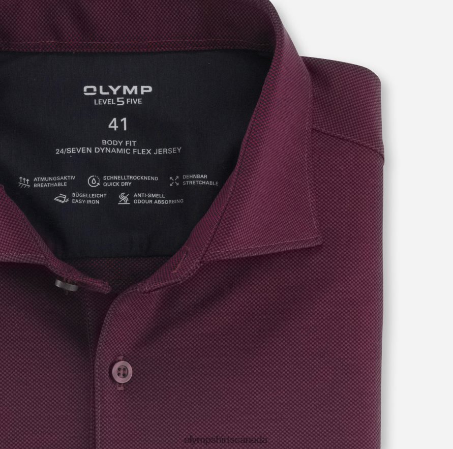 OLYMP Level Five 24/Seven Body Fit Business Shirt Kent Garnet H2P42H803 Clothing