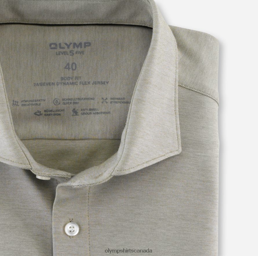 OLYMP Level Five 24/Seven Body Fit Business Shirt Kent Khaki H2P42H808 Clothing