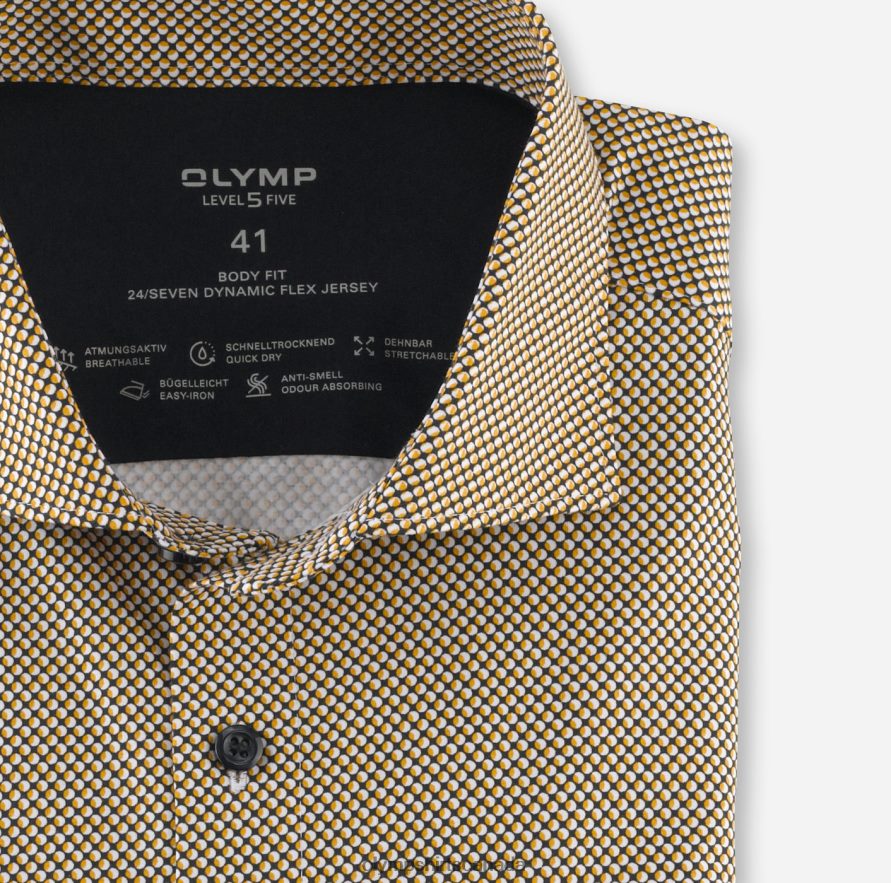 OLYMP Level Five 24/Seven Body Fit Business Shirt Kent Maize H2P42H717 Clothing