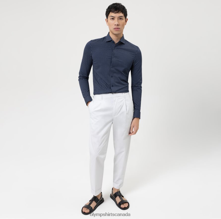 OLYMP Level Five 24/Seven Body Fit Business Shirt Kent Marine H2P42H483 Clothing