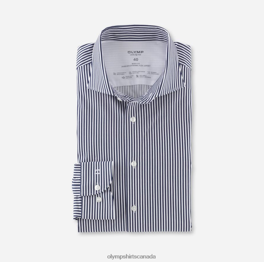 OLYMP Level Five 24/Seven Body Fit Business Shirt Kent Marine H2P42H491 Clothing