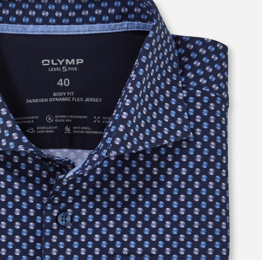 OLYMP Level Five 24/Seven Body Fit Business Shirt Kent Marine H2P42H502 Clothing