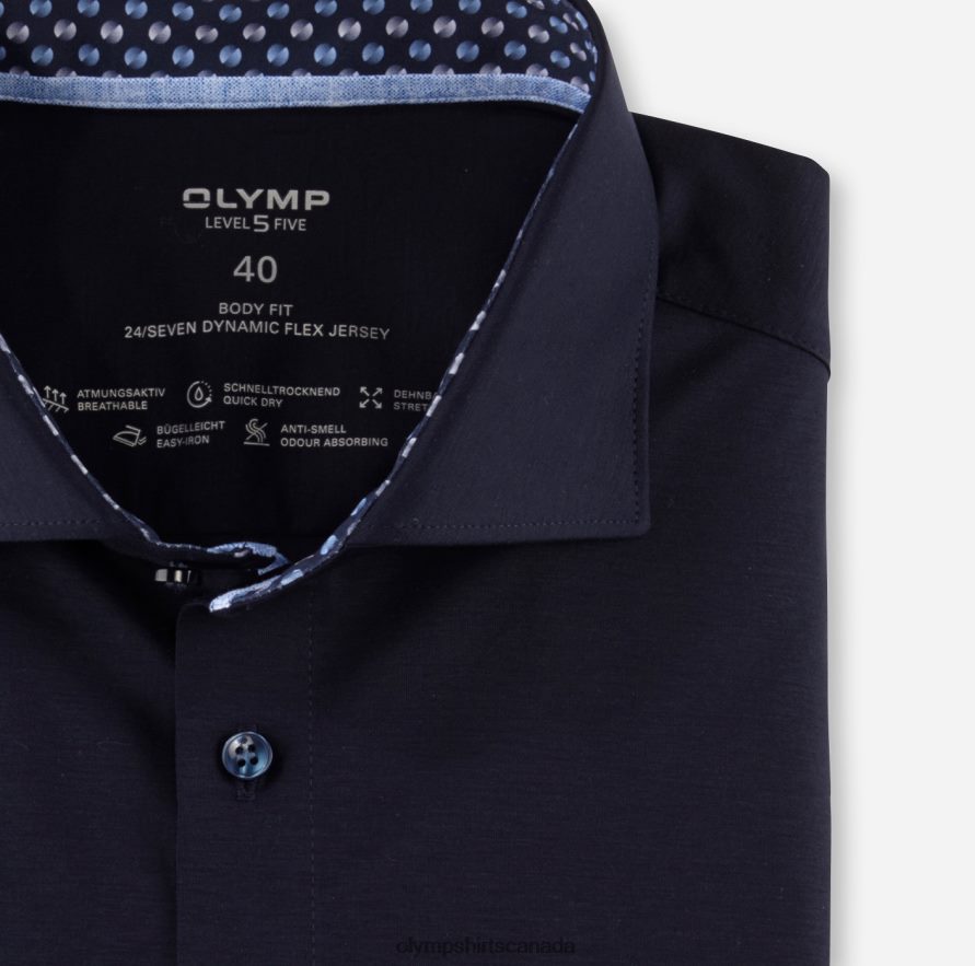 OLYMP Level Five 24/Seven Body Fit Business Shirt Kent Marine H2P42H519 Clothing