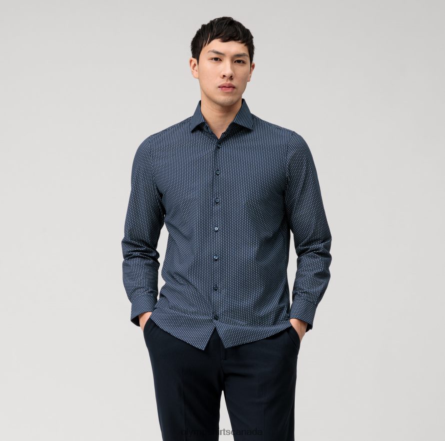 OLYMP Level Five 24/Seven Body Fit Business Shirt Kent Marine H2P42H605 Clothing