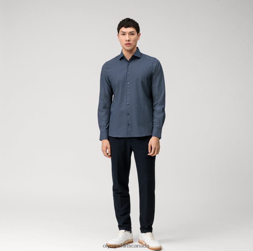 OLYMP Level Five 24/Seven Body Fit Business Shirt Kent Marine H2P42H605 Clothing