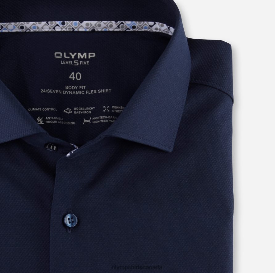 OLYMP Level Five 24/Seven Body Fit Business Shirt Kent Marine H2P42H617 Clothing