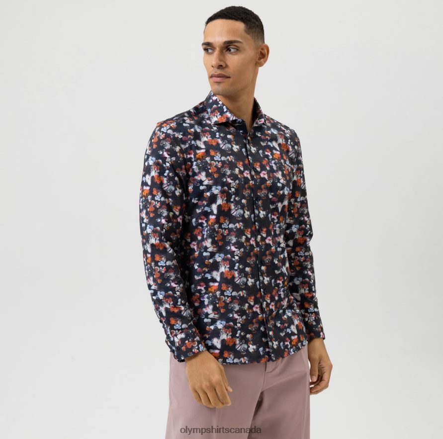 OLYMP Level Five 24/Seven Body Fit Business Shirt Kent Marine H2P42H652 Clothing