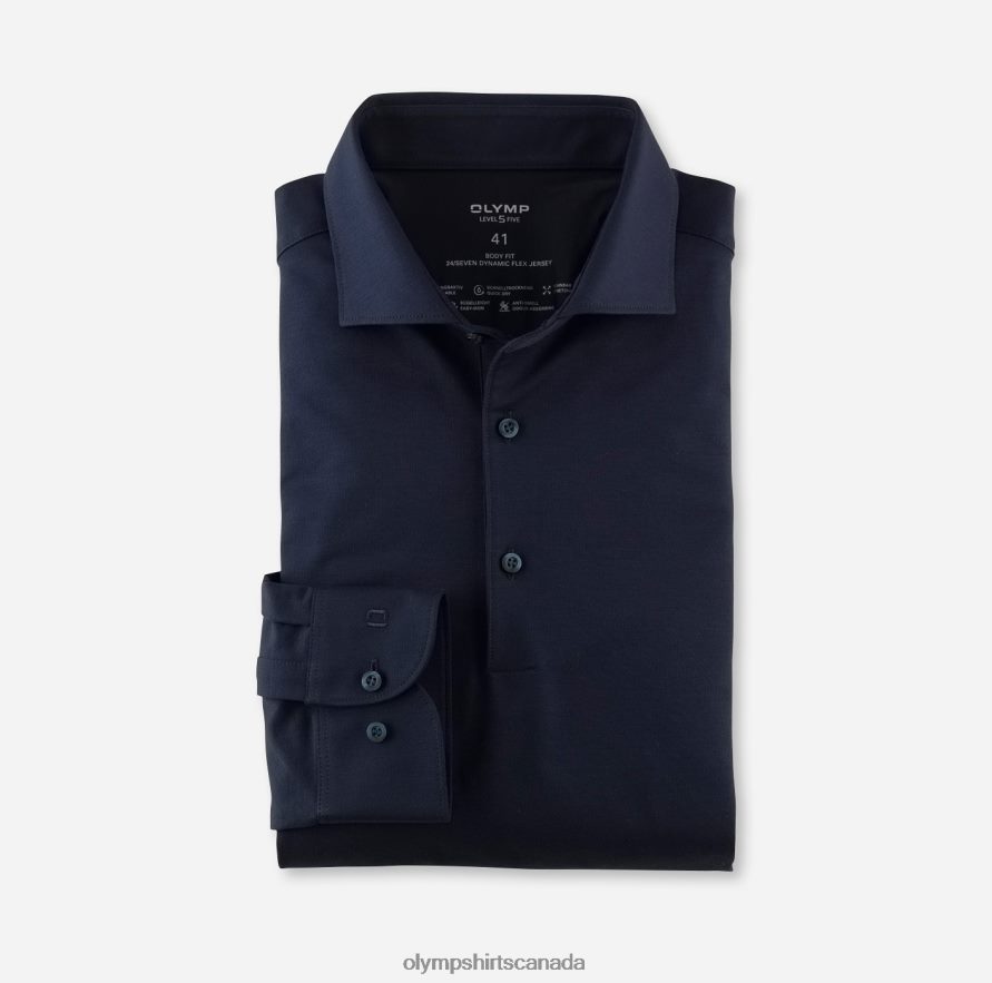OLYMP Level Five 24/Seven Body Fit Business Shirt Kent Marine H2P42H800 Clothing