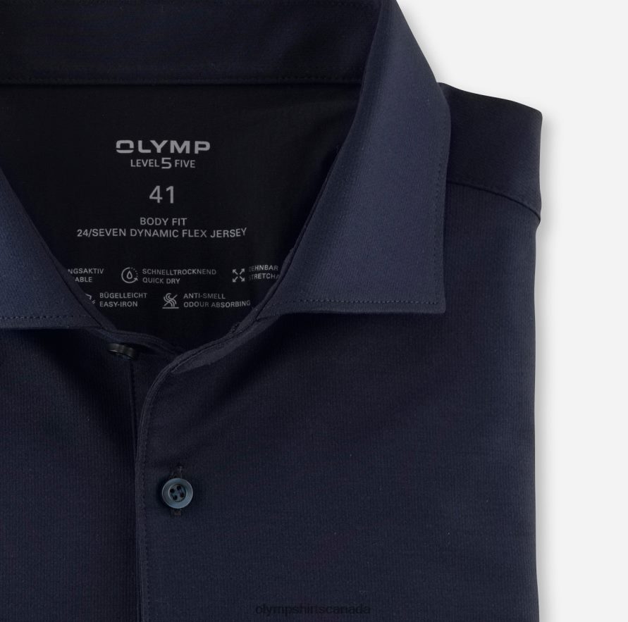 OLYMP Level Five 24/Seven Body Fit Business Shirt Kent Marine H2P42H800 Clothing