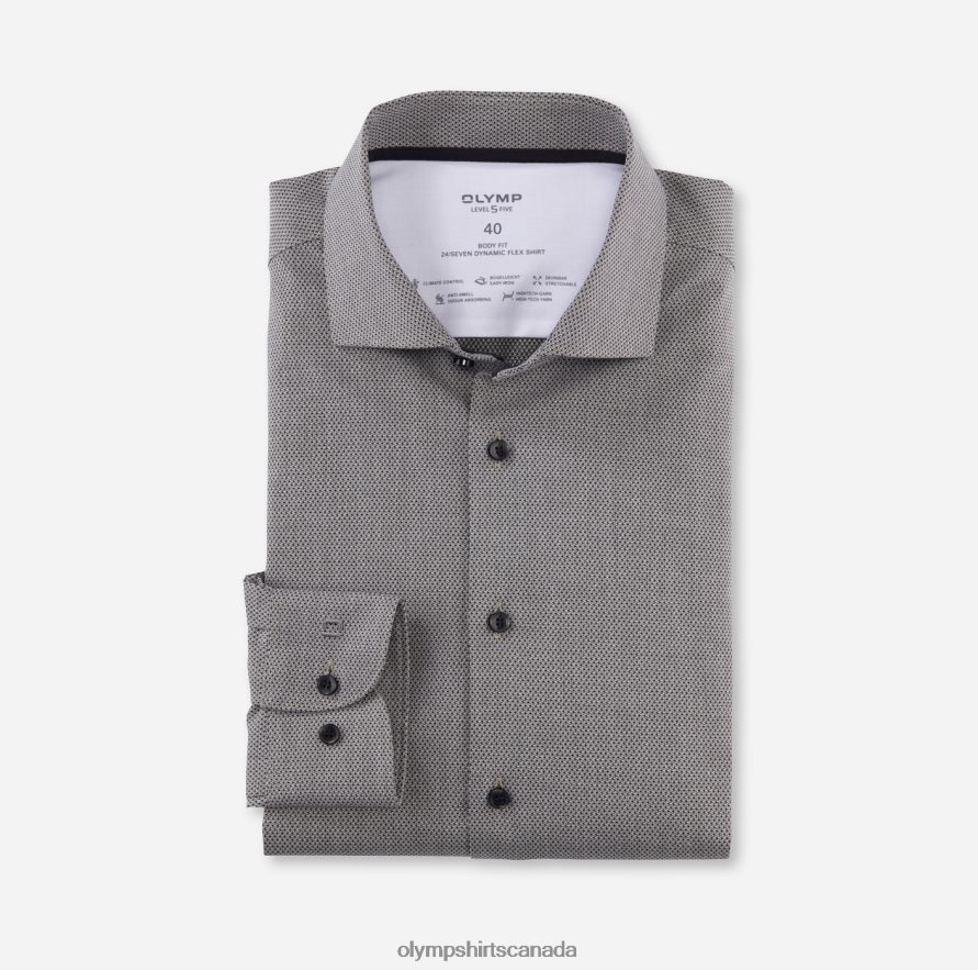 OLYMP Level Five 24/Seven Body Fit Business Shirt Kent Olive H2P42H534 Clothing