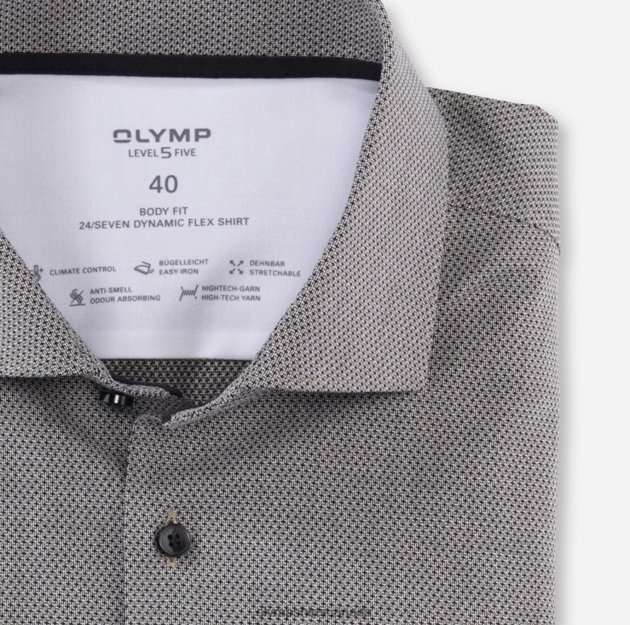 OLYMP Level Five 24/Seven Body Fit Business Shirt Kent Olive H2P42H534 Clothing