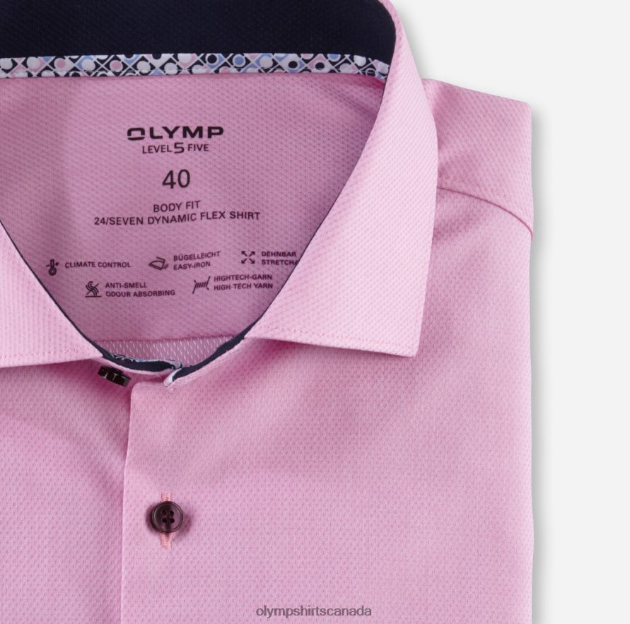 OLYMP Level Five 24/Seven Body Fit Business Shirt Kent Pink H2P42H669 Clothing