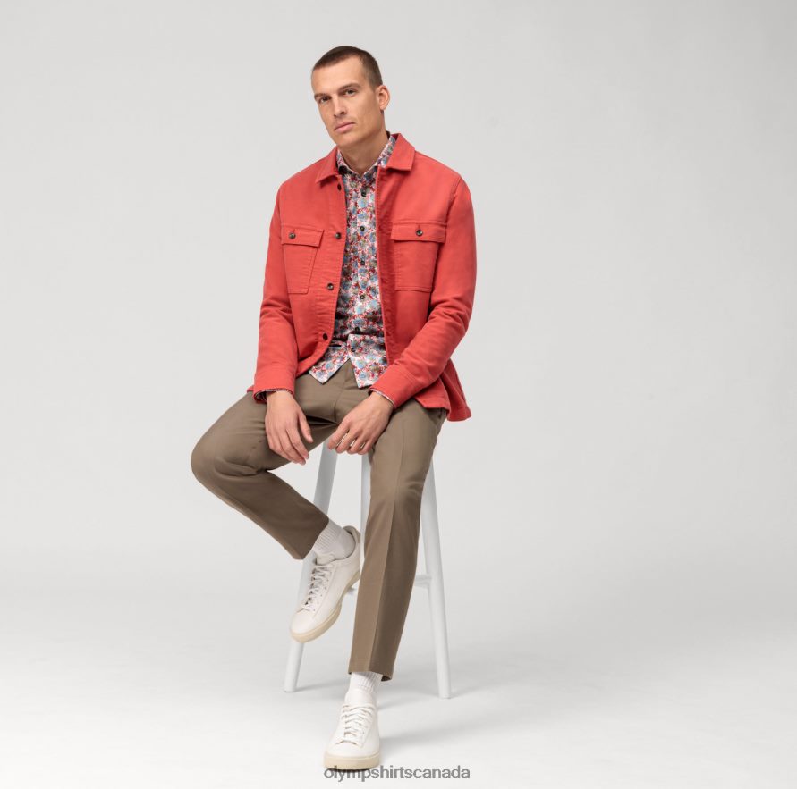 OLYMP Level Five 24/Seven Body Fit Business Shirt Kent Red H2P42H521 Clothing