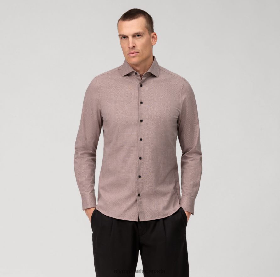 OLYMP Level Five 24/Seven Body Fit Business Shirt Kent Reddish Brown H2P42H499 Clothing