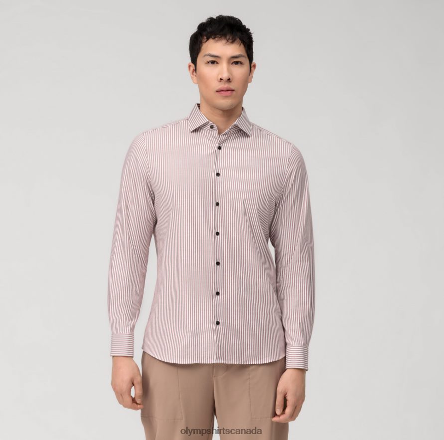 OLYMP Level Five 24/Seven Body Fit Business Shirt Kent Reddish Brown H2P42H565 Clothing