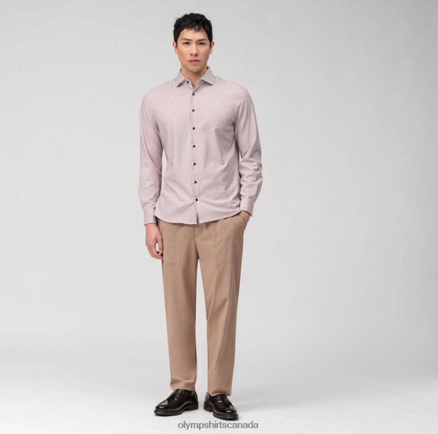 OLYMP Level Five 24/Seven Body Fit Business Shirt Kent Reddish Brown H2P42H565 Clothing