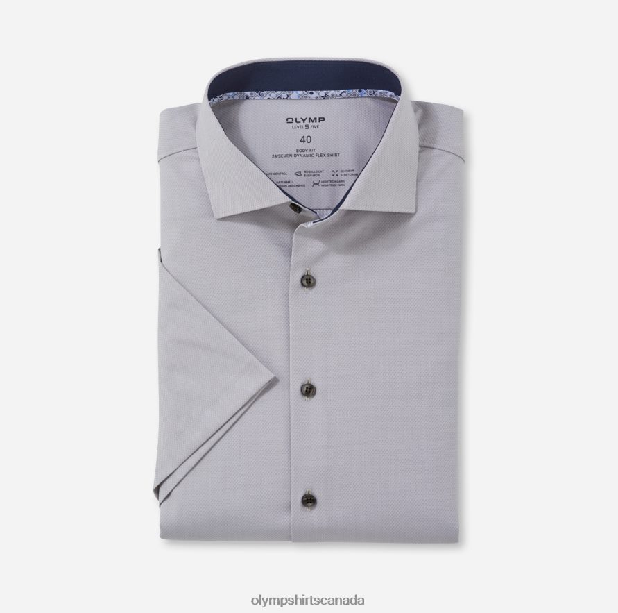 OLYMP Level Five 24/Seven Body Fit Business Shirt Kent Taupe H2P42H624 Clothing