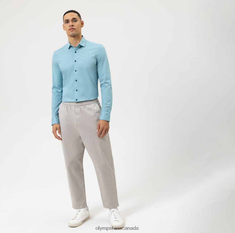 OLYMP Level Five 24/Seven Body Fit Business Shirt Long Sleeve Extra Long Modern Kent Emerald H2P42H887 Clothing