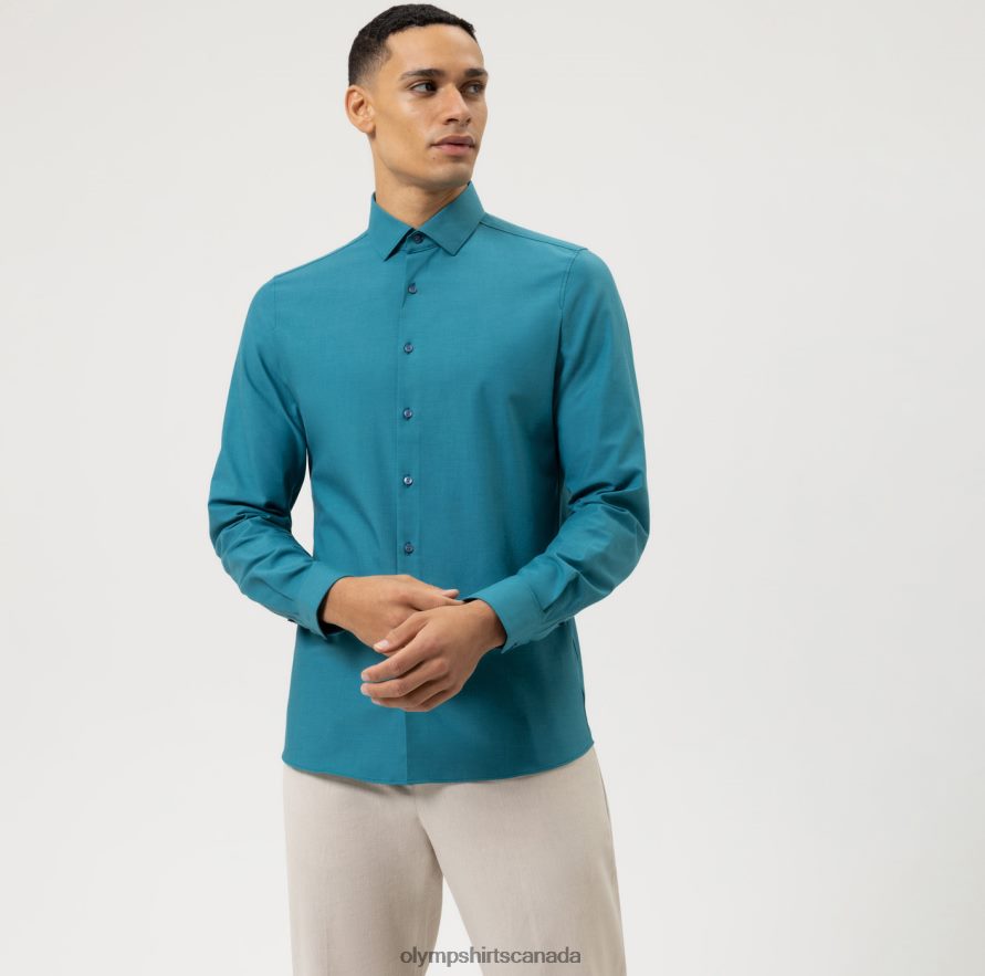 OLYMP Level Five 24/Seven Body Fit Business Shirt Long Sleeve Extra Long Modern Kent Emerald H2P42H891 Clothing