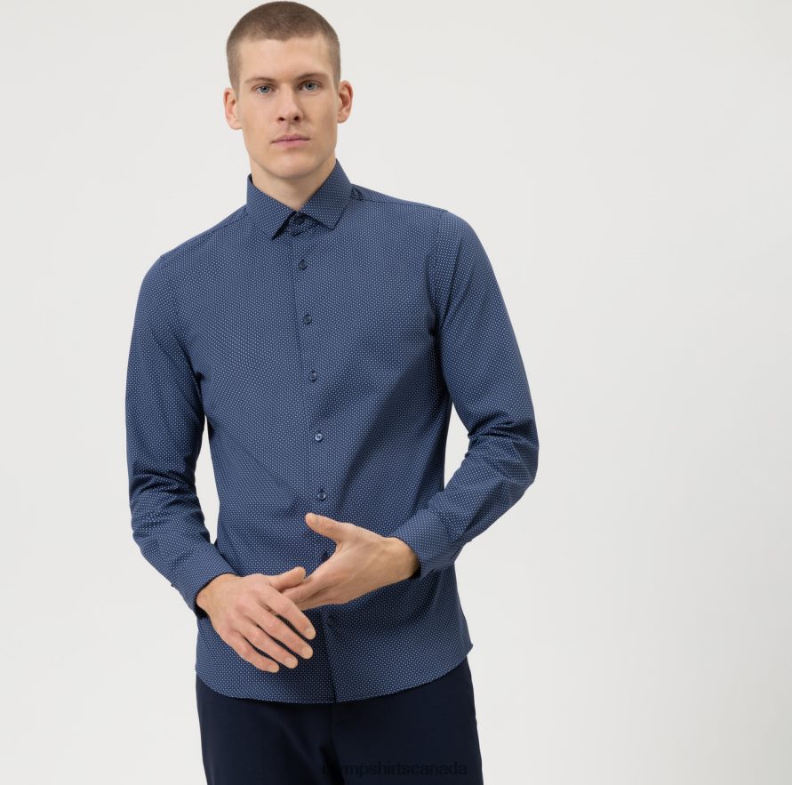 OLYMP Level Five 24/Seven Body Fit Business Shirt Long Sleeve Extra Long Modern Kent Marine H2P42H893 Clothing