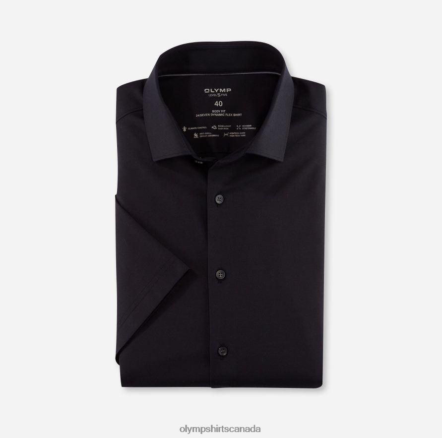 OLYMP Level Five 24/Seven Body Fit Business Shirt Modern Kent Black H2P42H468 Clothing