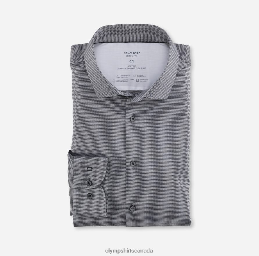 OLYMP Level Five 24/Seven Body Fit Business Shirt Modern Kent Black H2P42H807 Clothing