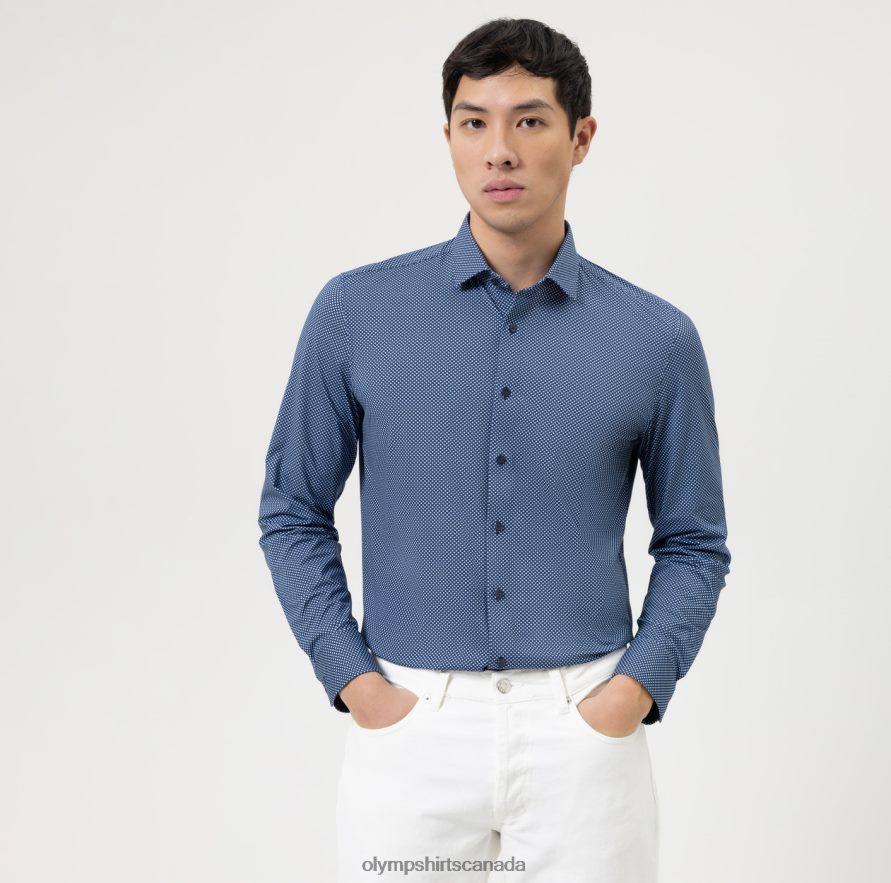 OLYMP Level Five 24/Seven Body Fit Business Shirt Modern Kent Bleu H2P42H367 Clothing