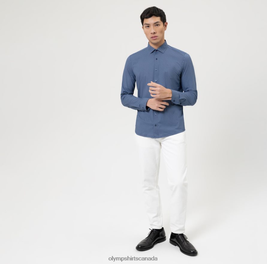 OLYMP Level Five 24/Seven Body Fit Business Shirt Modern Kent Bleu H2P42H367 Clothing