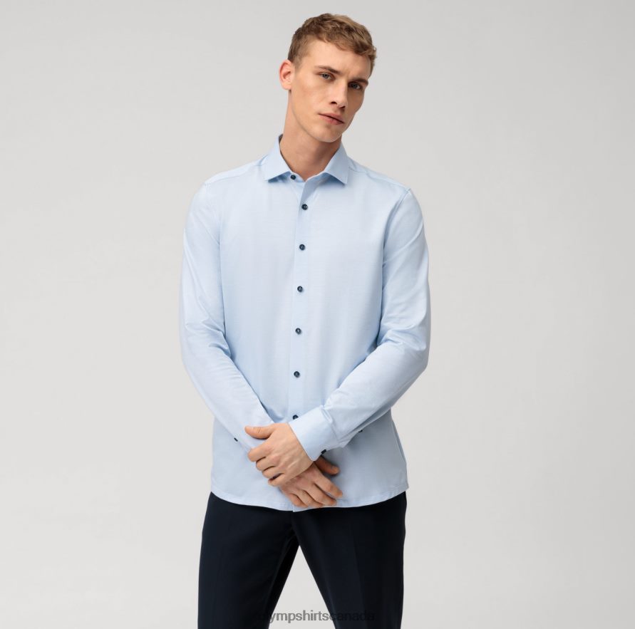 OLYMP Level Five 24/Seven Body Fit Business Shirt Modern Kent Bleu H2P42H385 Clothing